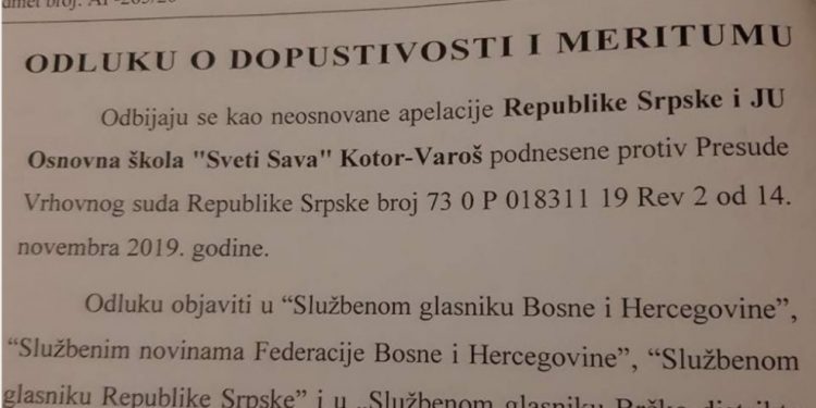Presuđeno: Djeca u Vrbanjcima imaju pravo na nacionalnu grupu predmeta