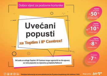 Bh Telecom: Uvećani popusti za Top Tim i IP CENTREX