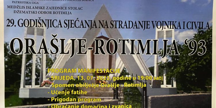 29. godišnjica sjećanja na stradanje vojnika i civila Orašlje – Rotimlja