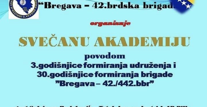 Svečana akademija povodom 30. godina formiranja brigade „Bregava – 42. brdska brigada“