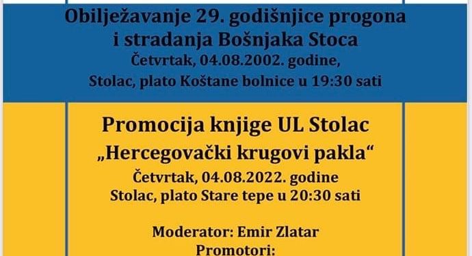 Udruženje logoraša Stolac: U četvrtak obilježavanje 29. godišnjice stradanja i progona Bošnjaka Stoca i promocija knjige
