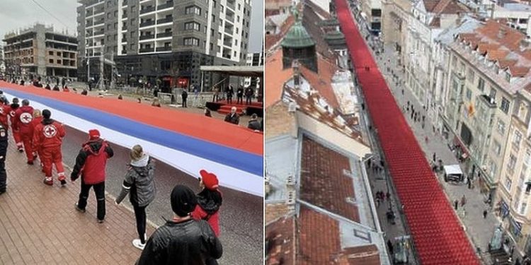 Vlast RS-a razvila zastavu dugu 500 metara kojom slave neustavni praznik koji je doveo do hiljada ubijenih