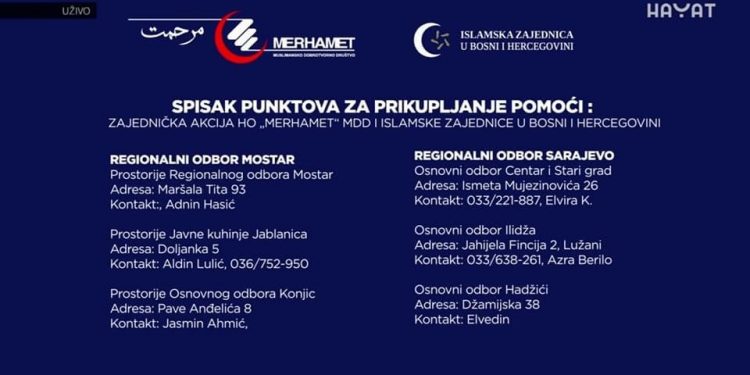 Zajednička akcija Merhameta i Islamske zajednice u BiH za pomoć Turskoj i Siriji