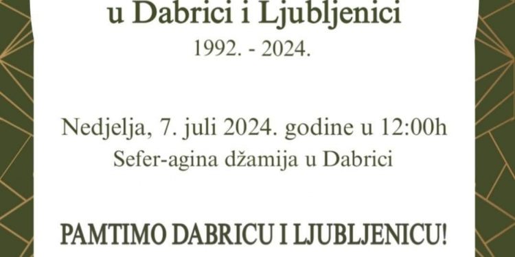 32. godišnjica stradanja Bošnjaka Dabrice i Ljubljenice