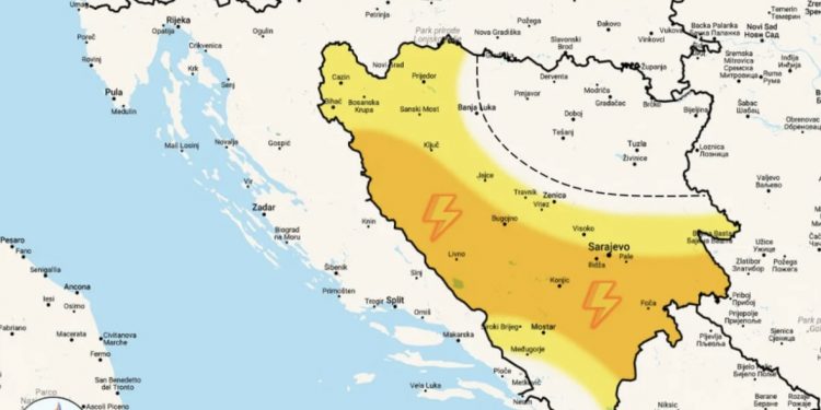 Dijelove BiH danas očekuju lokalni pljuskovi i grmljavina