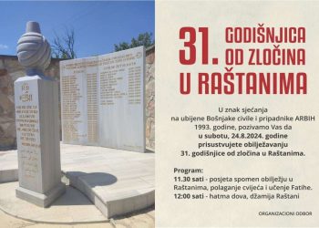 U subotu u obilježavanje 31. godišnjice od zločina u Raštanima