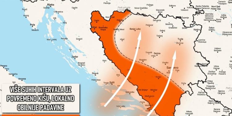 Počinje period nestabilnog vremena uz povremenu pojavu padavina