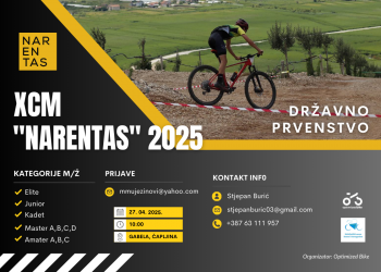 Otvorene prijave za Državno prvenstvo u biciklizmu XCM ‘Narentas’ 2025 – Vozi se na plantažama u Hercegovini