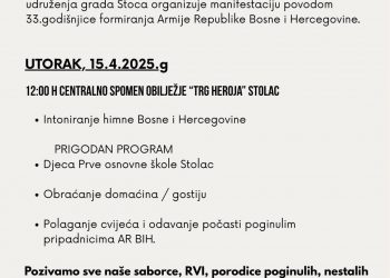 Stolac: Obilježavanje Dana Armije Republike Bosne i Hercegovine