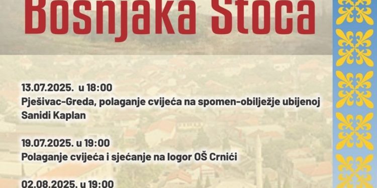 32. godišnjica stradanja i progona Bošnjaka Stoca: Dani sjećanja i odavanja počasti