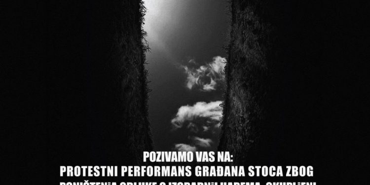 Protestni performans “Zemlja bez smiraja” sutra u Stocu