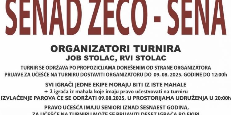 Počinje 20. Memorijalni malonogometni turnir “Senad Zećo Sena” u okviru manifestacije Stolačko ljeto 2025