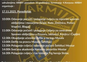 Završnica obilježavanja 33. godišnjice 4. korpusa ARBiH održat će se u Stocu