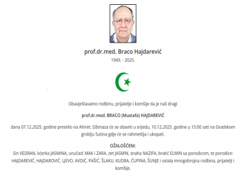 Preminuo poznati mostarski ljekar i hirurg Braco Hajdarević