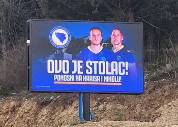 Bilbord na ulazu u Stolac: Ponosni na Harisa i Nikolu