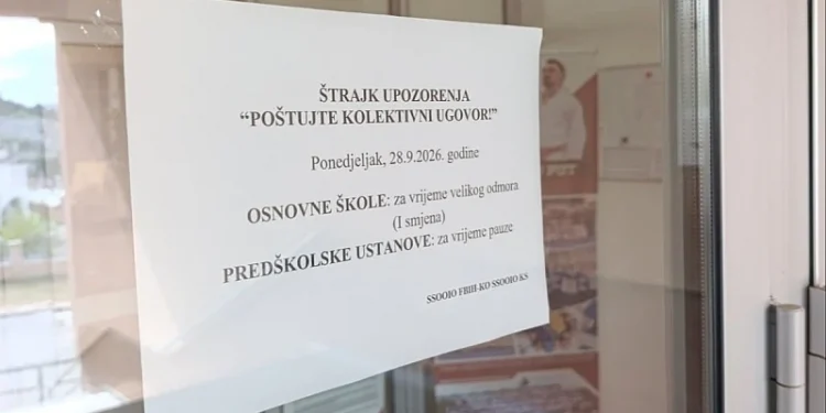 Prosvjetari uputili ultimatum Vladi KS: Od ponedjeljka štrajk i protesti, od 1. oktobra blokada škola i vrtića